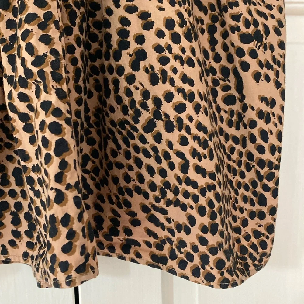 Ulla Johnson Lennie‎ Pleated Cotton Poplin Top Cheetah Print Animal Print Size 0